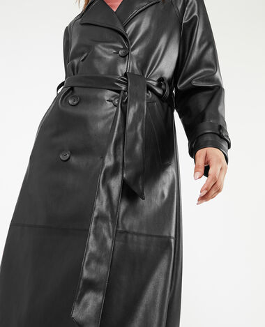Trench long en simili noir - Pimkie