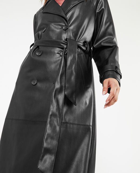 Trench long en simili noir - Pimkie