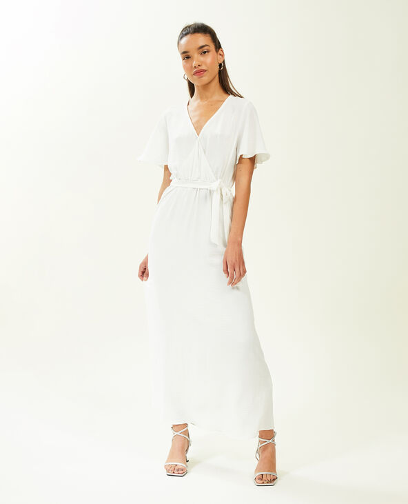 Robe longue à manches papillon blanc - Pimkie