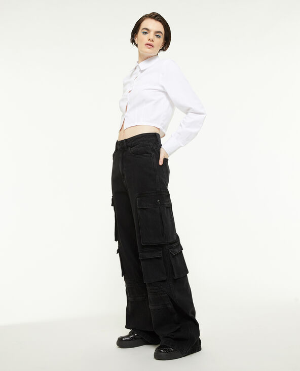 Jean cargo large multipoche noir - Pimkie