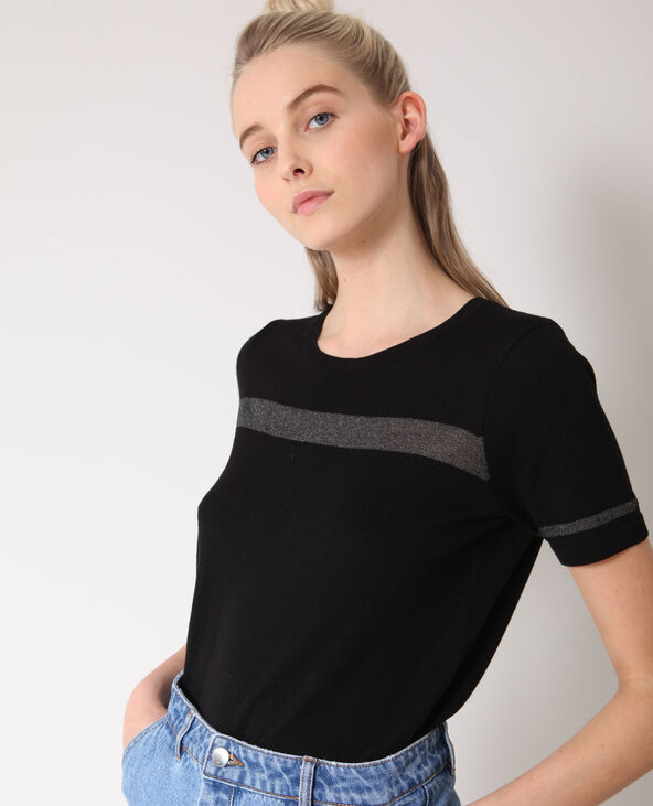 Pull noir manches courtes store