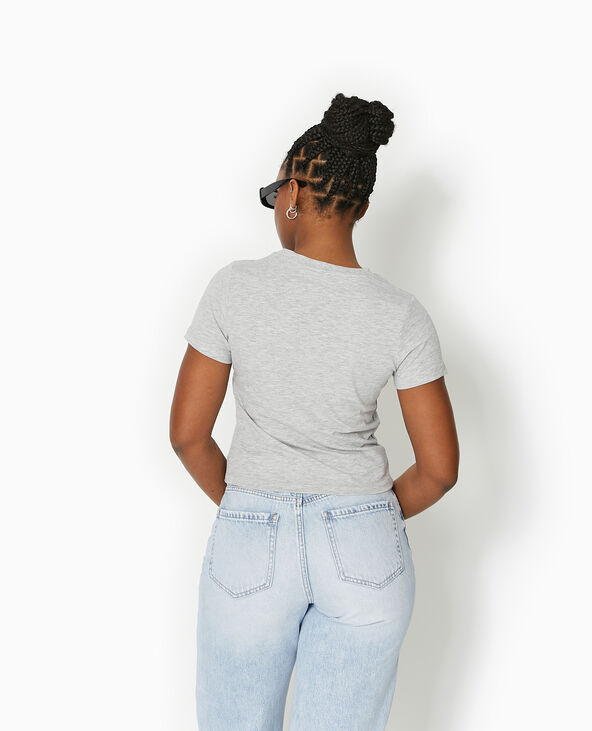T-shirt ajusté avec print devant gris chiné - Pimkie