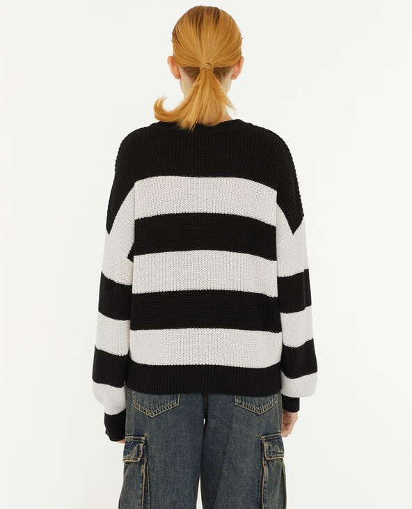 Pull col rond en maille rayée blanc - Pimkie