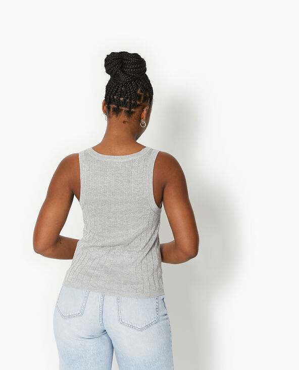 Débardeur en maille côtelée avec lurex gris chiné - Pimkie