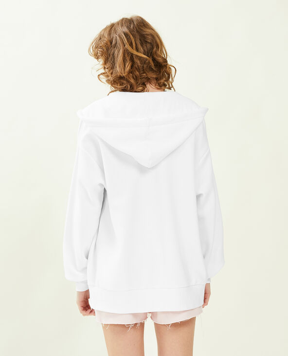 Sweat zippé oversize avec capuche blanc - Pimkie