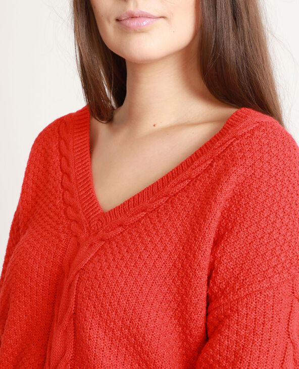 Pull torsadé rouge - Pimkie