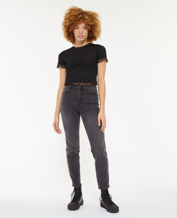 Jean mom slim taille haute gris clair - Pimkie