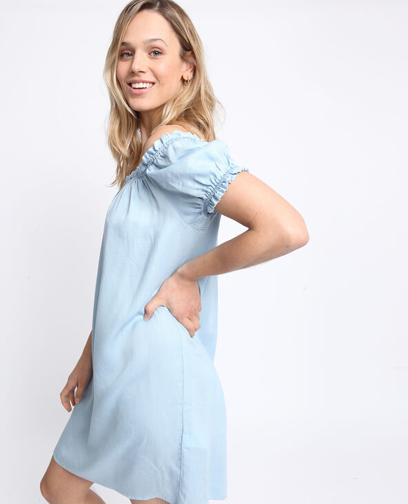 Robe à col bardot bleu clair - Pimkie