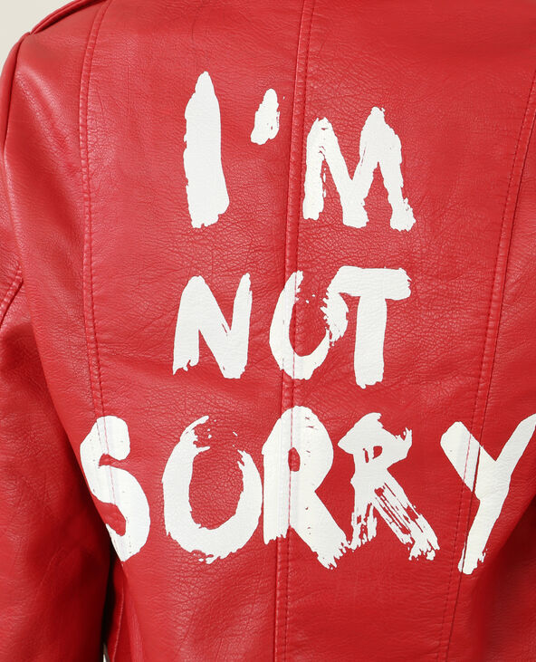 Veste biker à message rouge - Pimkie