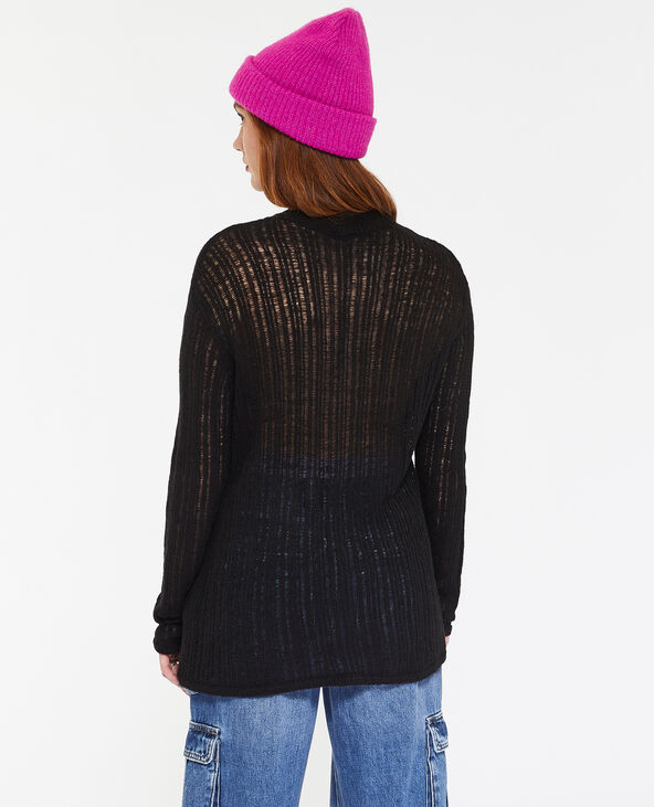 Pull col montant en maille ajourée noir - Pimkie