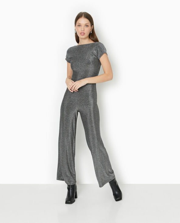 Combinaison dos dégagé en maille lurex noir - Pimkie