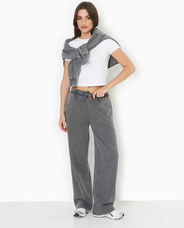 Pantalon de jogging droit en molleton gris foncé - Pimkie