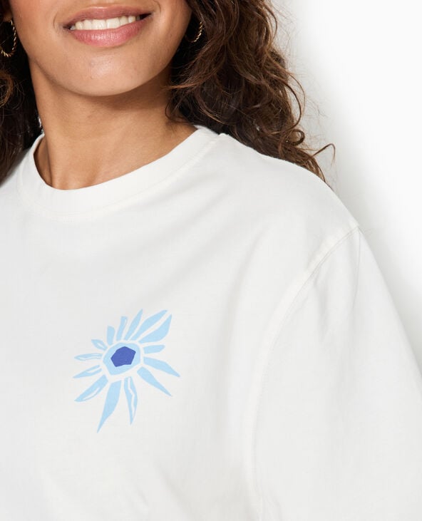 T-shirt oversize avec print poitrine et dos blanc - Pimkie