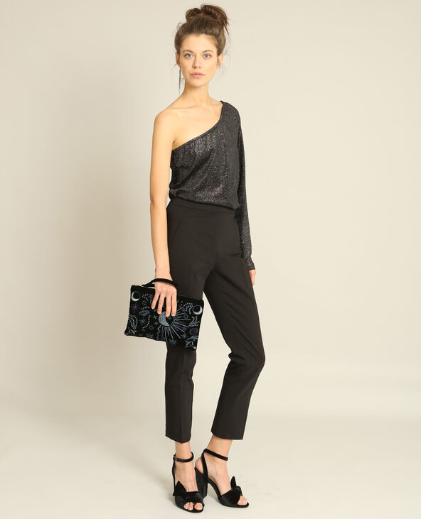 Top asymétrique glitter noir - Pimkie