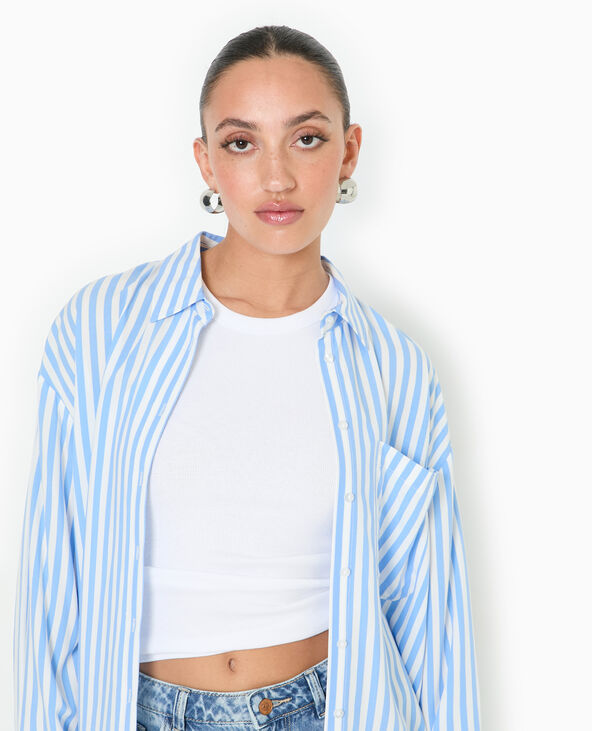 Chemise rayée oversize en tissu fluide bleu - Pimkie
