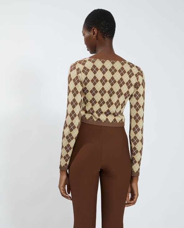 Gilet noué à carreaux marron - Pimkie