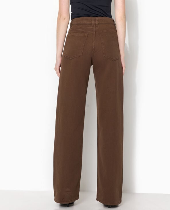 Jean droit taille haute avec strass devant marron - Pimkie