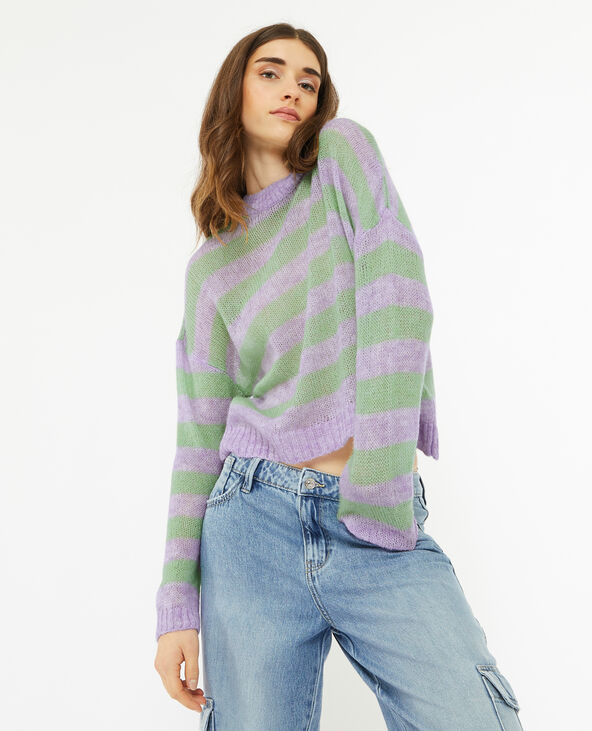 Pull en maille légère rayée violet - Pimkie
