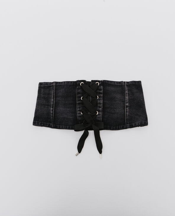 Ceinture corset en jean noir - Pimkie