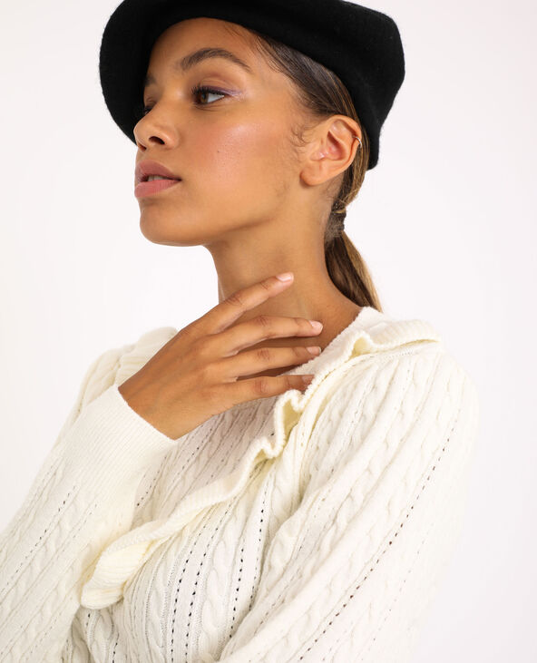Pull à volants blanc - Pimkie