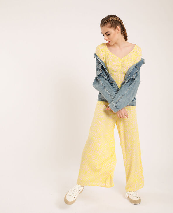 Combi-pantalon à fleurs jaune - Pimkie