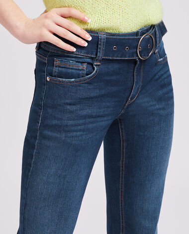 Jean flare taille basse avec ceinture bleu marine - Pimkie