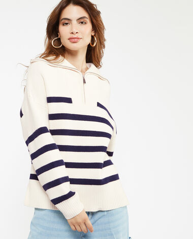 Pull droit col camionneur rayé blanc - Pimkie