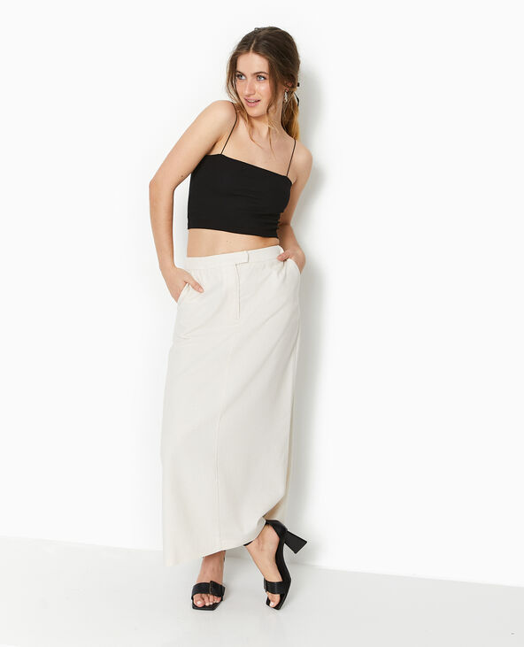 Jupe longue en tissu effet lin rustique blanc - Pimkie