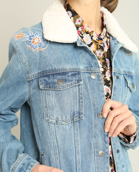 Veste en jean col fourrure Pimkie