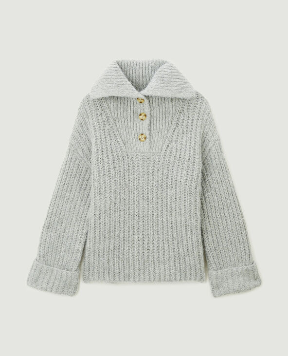 Pull chaud col camionneur boutonné gris - Pimkie
