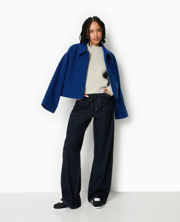 Pull col rond en grosse maille bleu clair - Pimkie