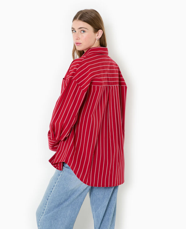 Chemise oversize rayée avec poches rouge - Pimkie