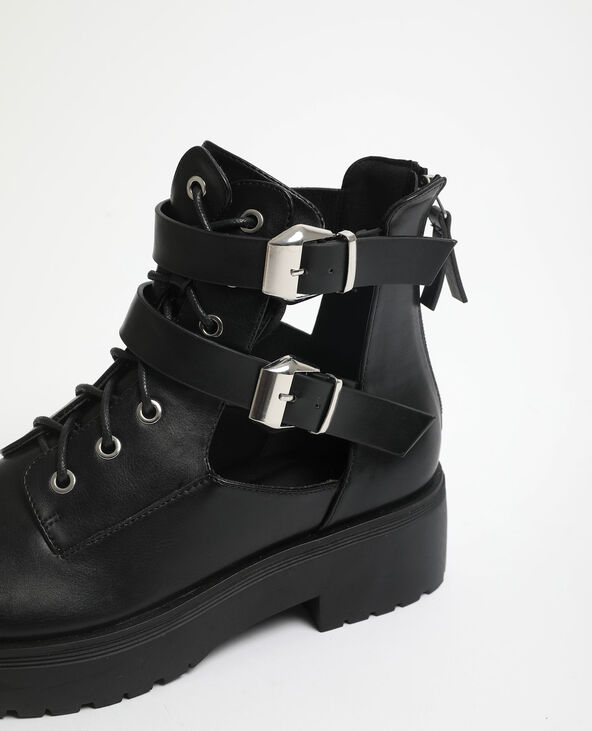 Boots motard en faux cuir noir - Pimkie