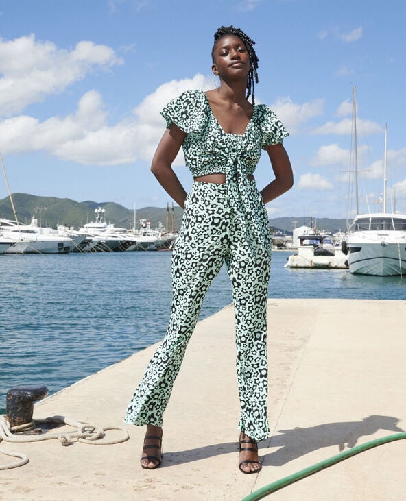 Pantalon flare bleu sales