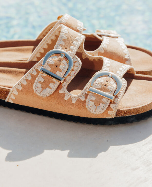 Mules à brides avec détails coutures camel - Pimkie