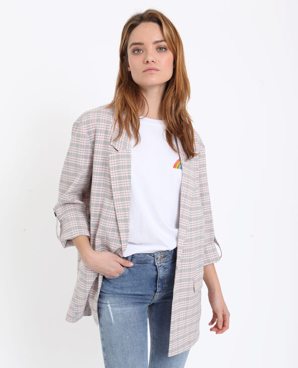 Blazer à carreaux rose - Pimkie