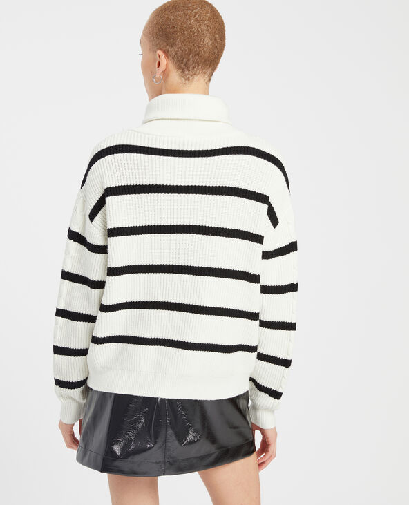 Pull grand col zippé blanc - Pimkie