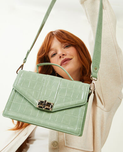 Sac boxy effet croco vert de gris - Pimkie