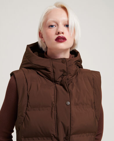 Doudoune mi-longue sans manches marron - Pimkie