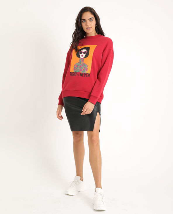 Sweat imprimé oversized rouge - Pimkie