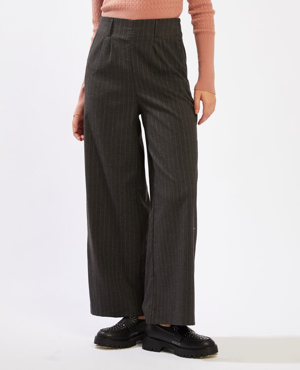 Pantalon large gris chiné - Pimkie