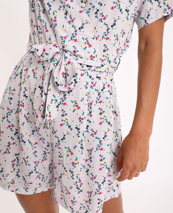 Combishort à fleurs violet - Pimkie
