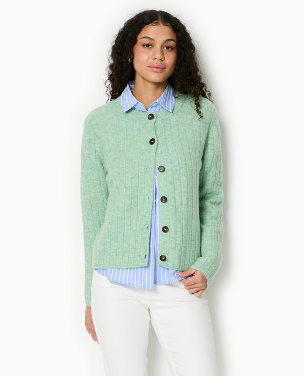 Gilet en maille côtes plates vert - Pimkie