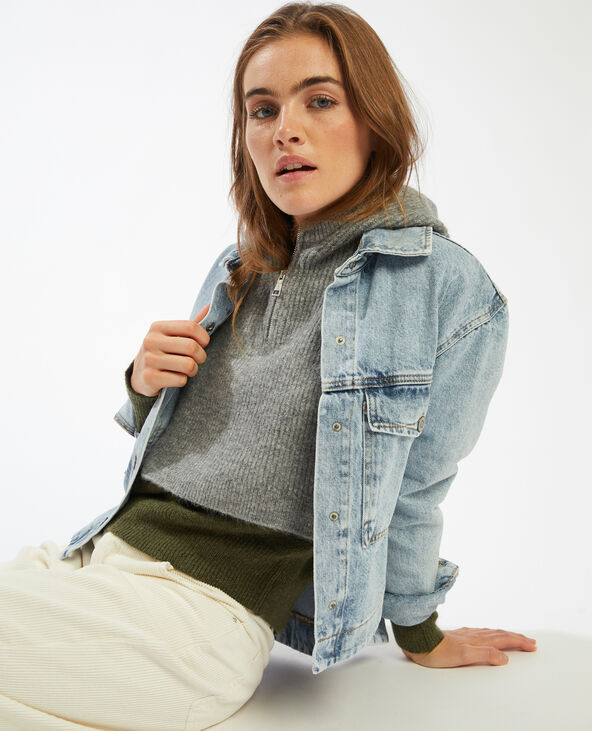 Col tricot zippé gris chiné - Pimkie