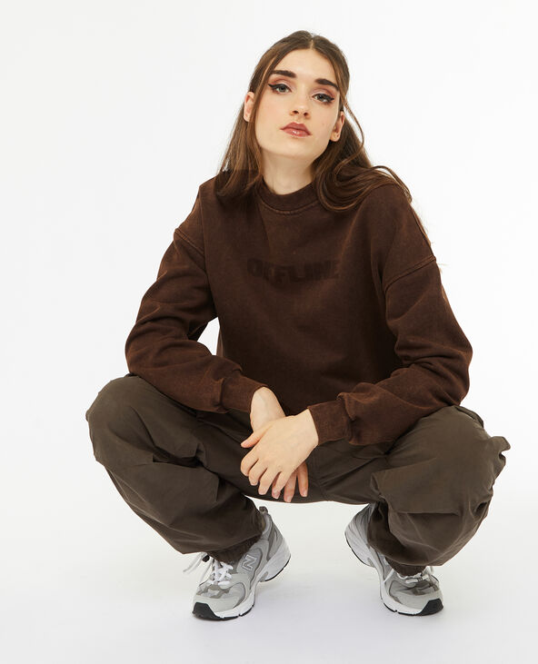 Sweat avec print effet vieilli marron - Pimkie