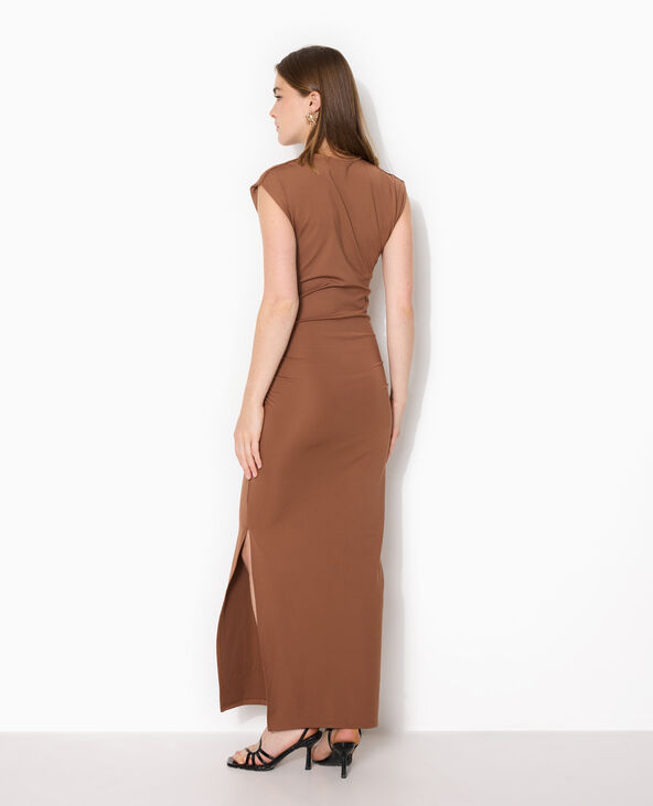 Robe longue sans manches avec fronces marron - Pimkie