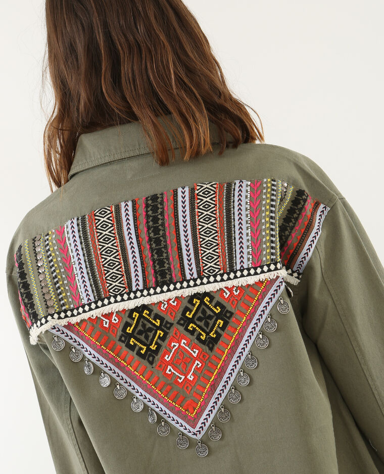 Veste longue ethnique vert kaki - Pimkie