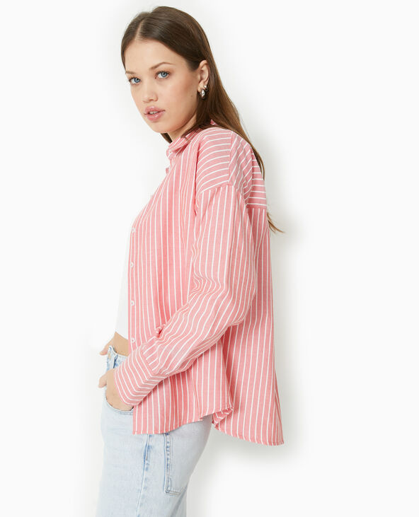 Chemise rayée ample et droite rouge - Pimkie