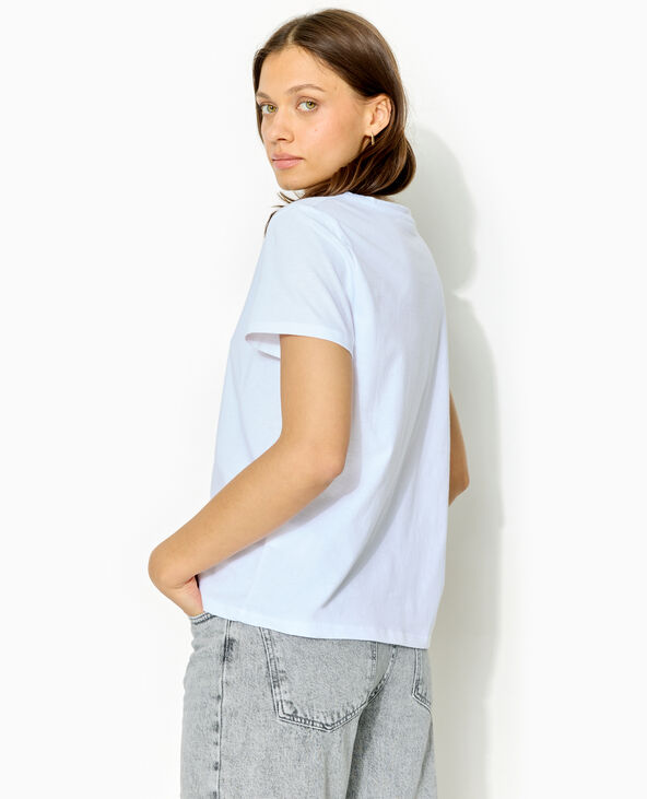 T-shirt col V manches courtes blanc - Pimkie