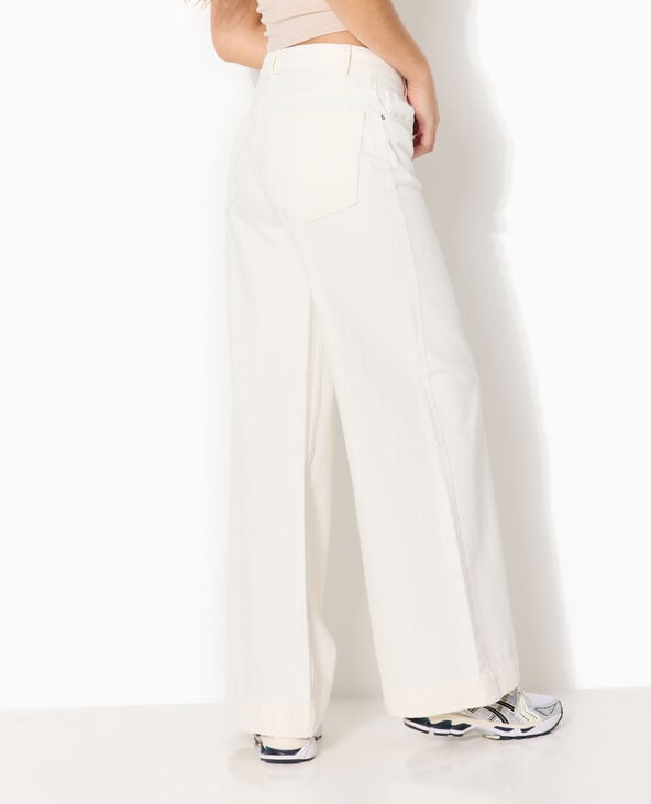 Jean wide taille haute écru - Pimkie